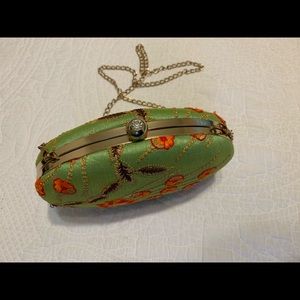 Silk Embroidered clutch/purse NWOT